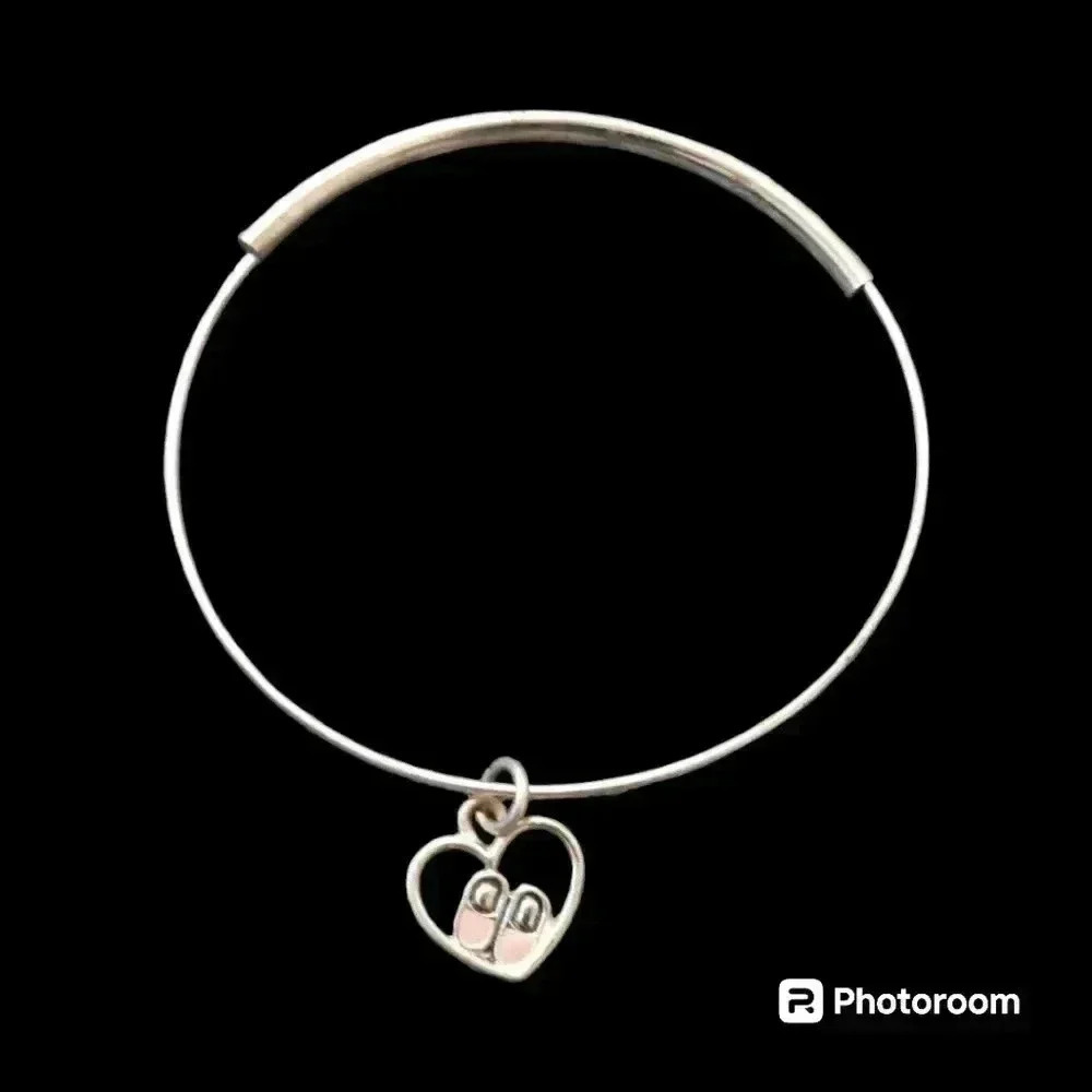 Bracelet With Heart/Ballet Slippers Pendant